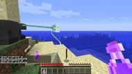 Shown: A Loyalty enchanted trident glitching out after a player kills himself (Image via u/Lamp_Squid on Reddit)